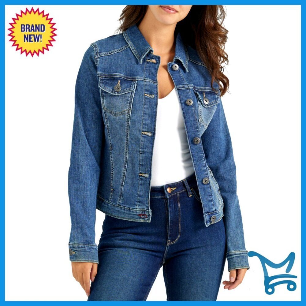 Stretch Denim Jacket Classic Wardrobe Staple Button Closure Soft Cotton Blend
